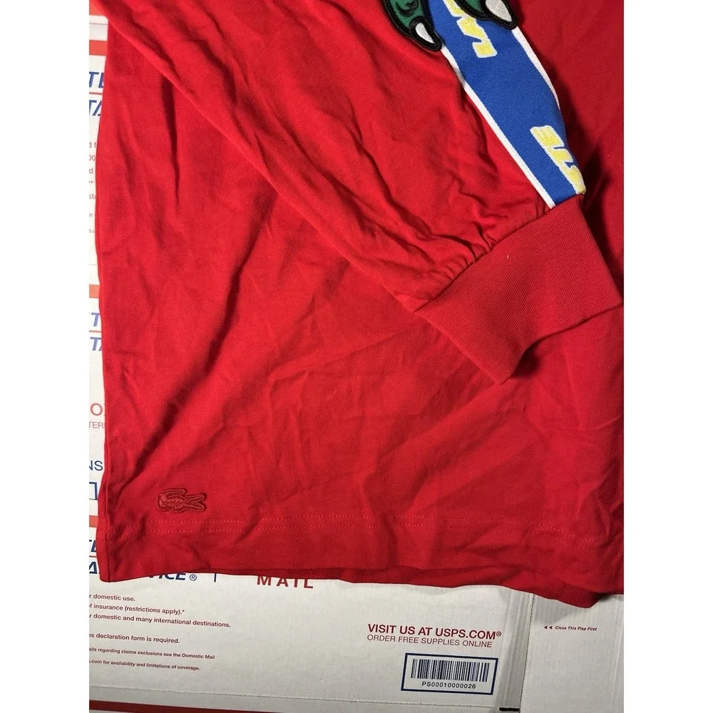 BNWT Lacoste Men's Relaxed Fit Long Sleeve T-Shirt Red $120 XXL SOLD OUT - Picture 2 of 8